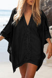 Emoswimsuit - White V-Neck Loose Cover Up