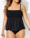 Emoswimsuit - Black Smocked Bandeau Tankini Set