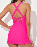 Emoswimsuit - Deep V Cross-Back Ruched One-Piece Swimsuit