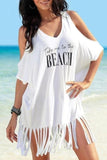 Emoswimsuit - Tassel Letters Print Cover Up