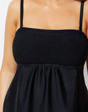 Emoswimsuit - Black Smocked Bandeau Tankini Set