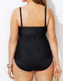 Emoswimsuit - Black Smocked Bandeau Tankini Set