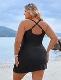 Emoswimsuit - Plus Size One Piece Swim Dress Swimsuit Tummy Control Bathing Suits