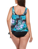 Emoswimsuit - Green palm Side Tie Blouson Tankini Set