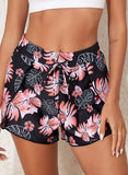 Emoswimsuit - Floral Print Simple High Waist Swim Short