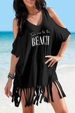 Emoswimsuit - Tassel Letters Print Cover Up